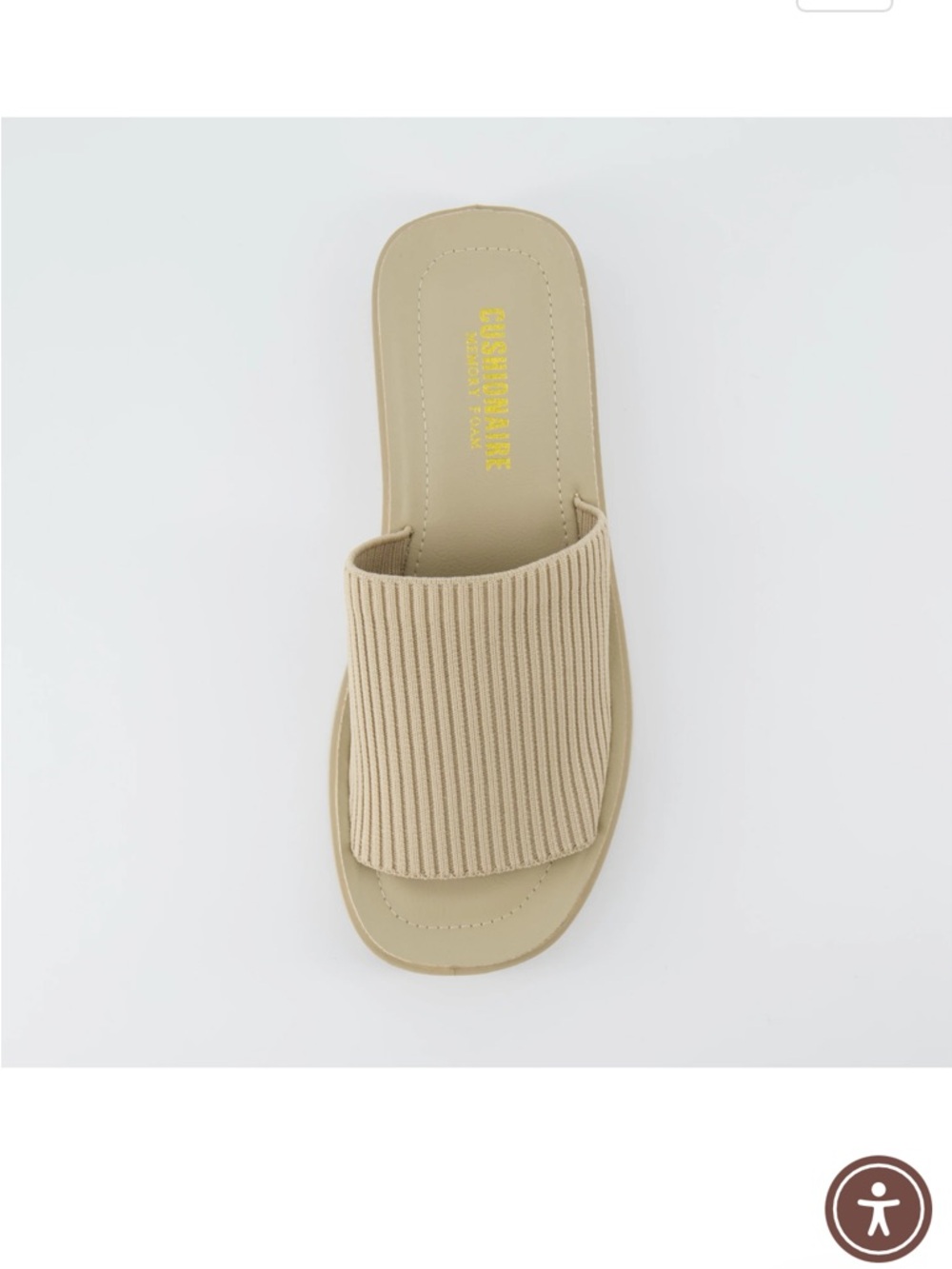 Casual Ribbed Slide Sandal - Beige